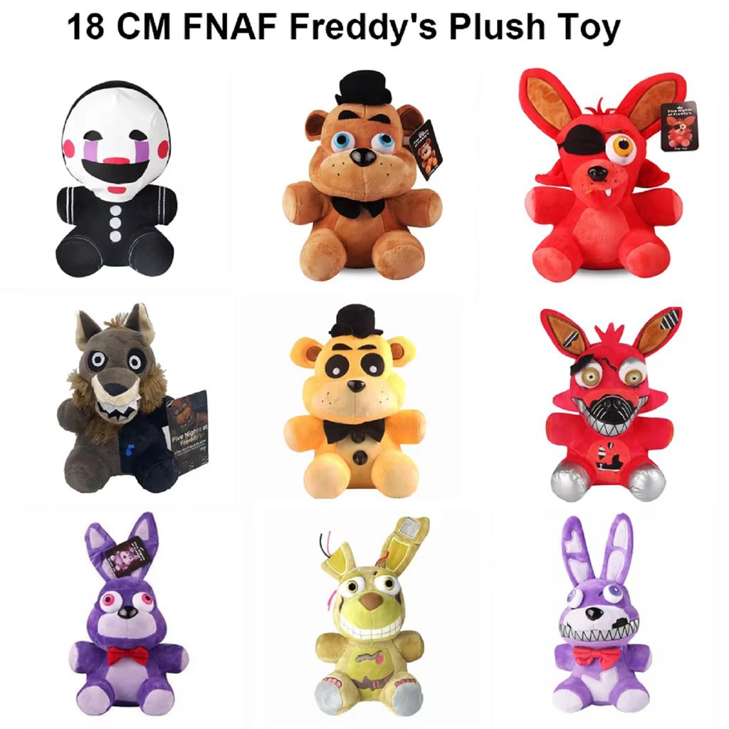 18cm FNAF Plyšáci Freddy Fazbear Medvěd Foxy Králík Bonnie Chica Plyšáci Hračky 5 Nocí u Freddyho Plyšáci Hračky Dárky