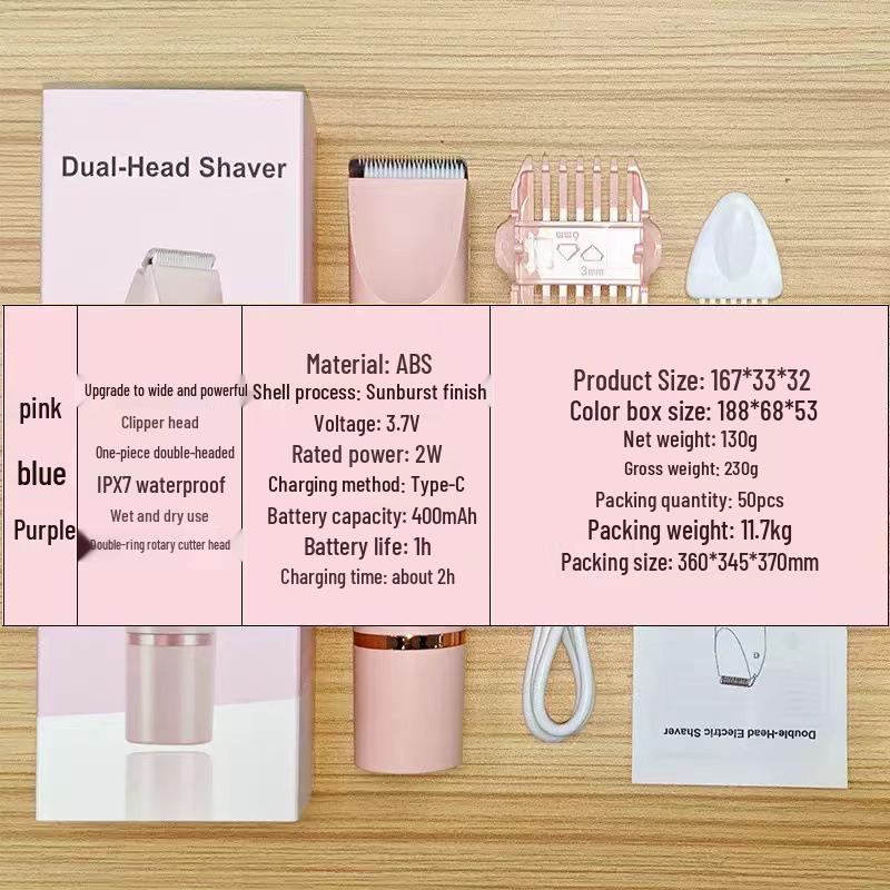 Dual-Head Women's Electric Epilator and Hair Trimmer