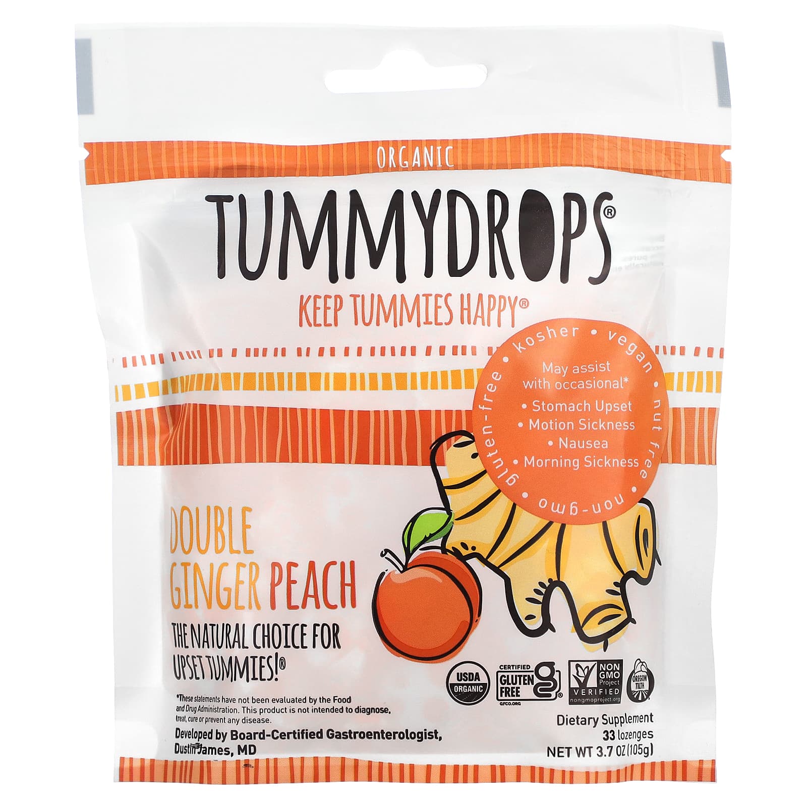 

Organic Double Ginger Peach, 33 Lozenges