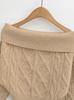 Women's One-Shoulder Sweater - New Korean Style, Waist-Cinching Casual Knit Top