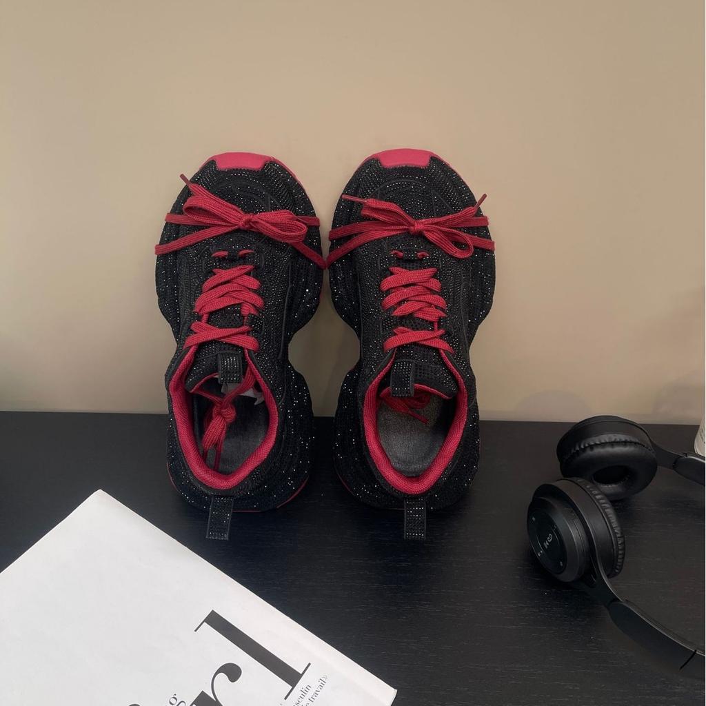 Mote Vår Høst Nye Sport 7.5CM Tykksålede Sko for Kvinner Mote Diamantinnlagt Luksus Original Design Mote Damesko