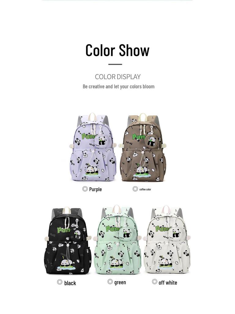 Cartoon Panda Waterproof Backpack - Large Capacity for Middle & High School Girls