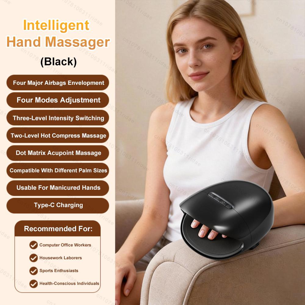 

Electric Wireless Hand Massager Device Heat Air Compression Palm Massage Machine Beauty Finger Wrist Spa Relax Pain Relief чёрный