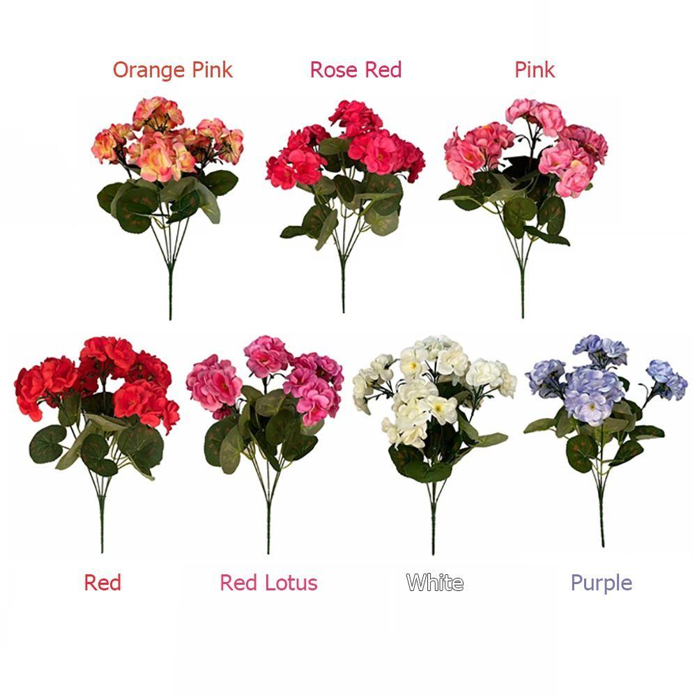 5-Head Design Artificial Geranium Flowers UV Resistant DIY Decoration Artificial Crabapple Blossom Simulated Flower