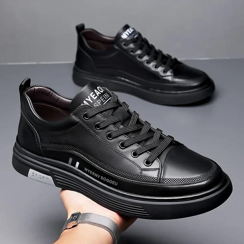 Men's Genuine Leather Casual Shoes Outdoor Comfortable and Versatile White Sneakers Non-slip and Anti-dirty Men's Casual Shoes