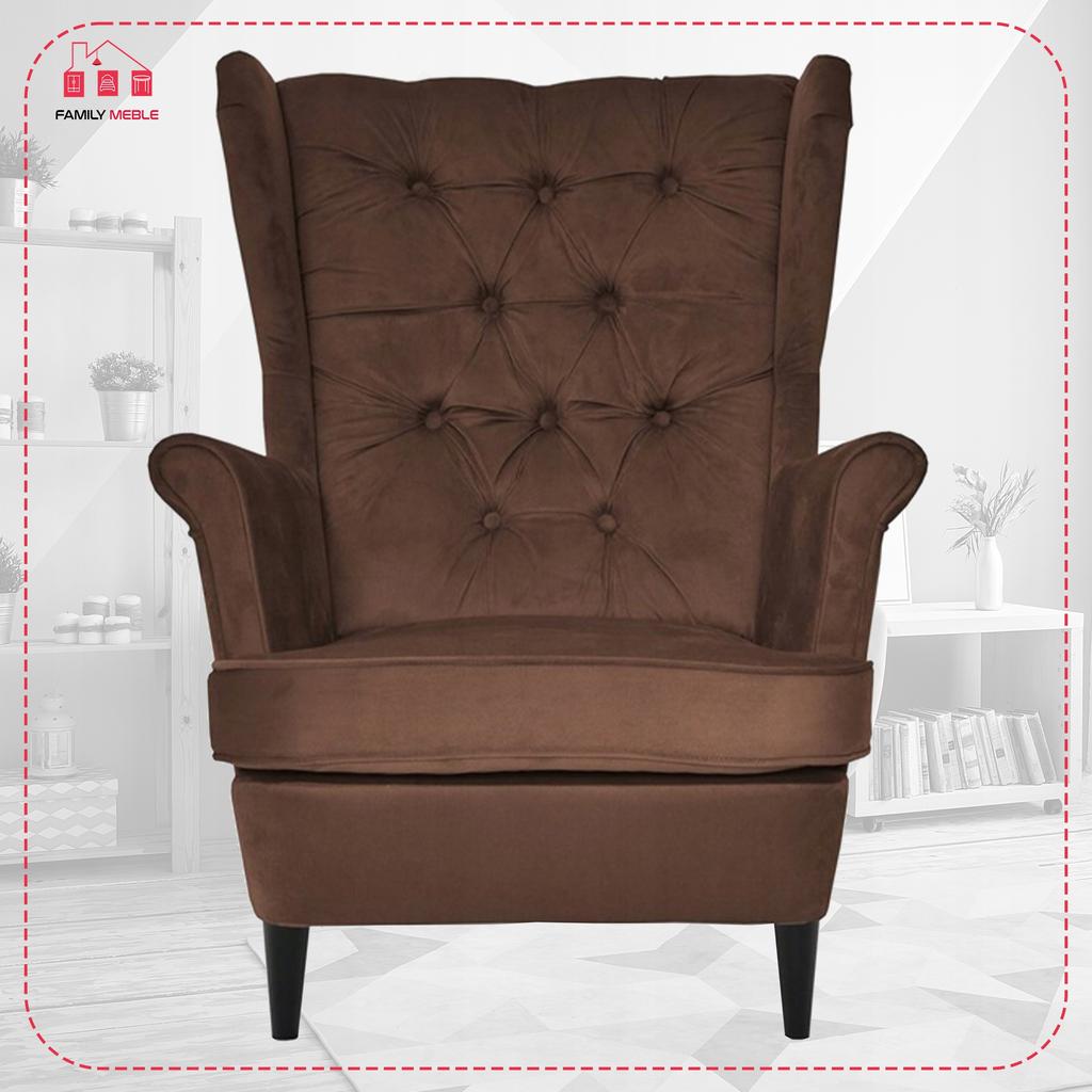 Gaja Wing Chair with Footrest Scandinavian Family Furniture Brown Walnut