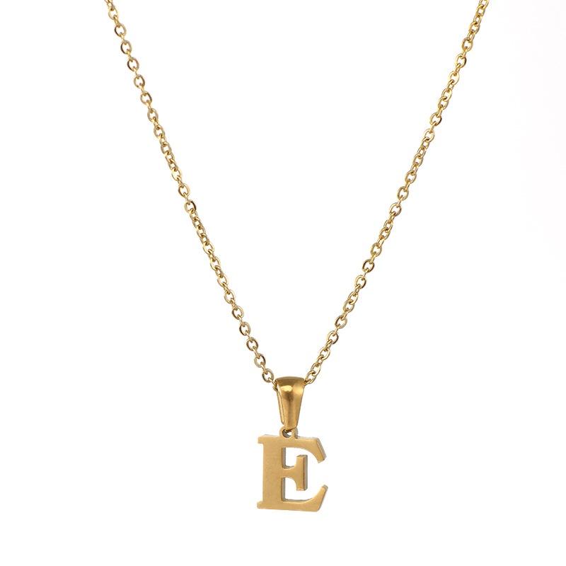 Fashionable 18k Gold Stainless Steel Mini Letter Necklace For Women Trendy Titanium Steel Pendant Necklace