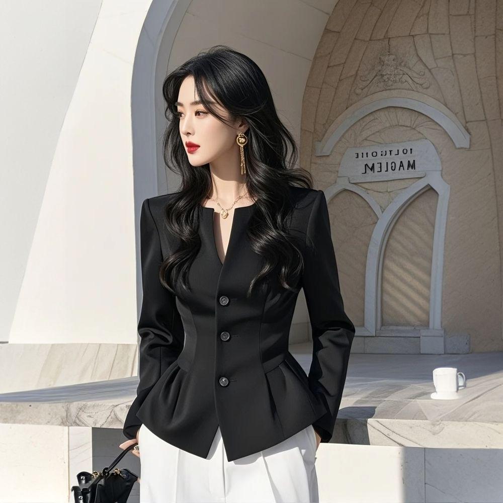 Giacca Primaverile Chic Francese Taglie Forti da Donna - 2025 Lusso Leggero