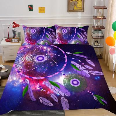 Dreamcatcher Duvet Cover Set Colourful Feather Flowers Sunset Background King Queen Size Comforter Cover for Girls Bedding Set