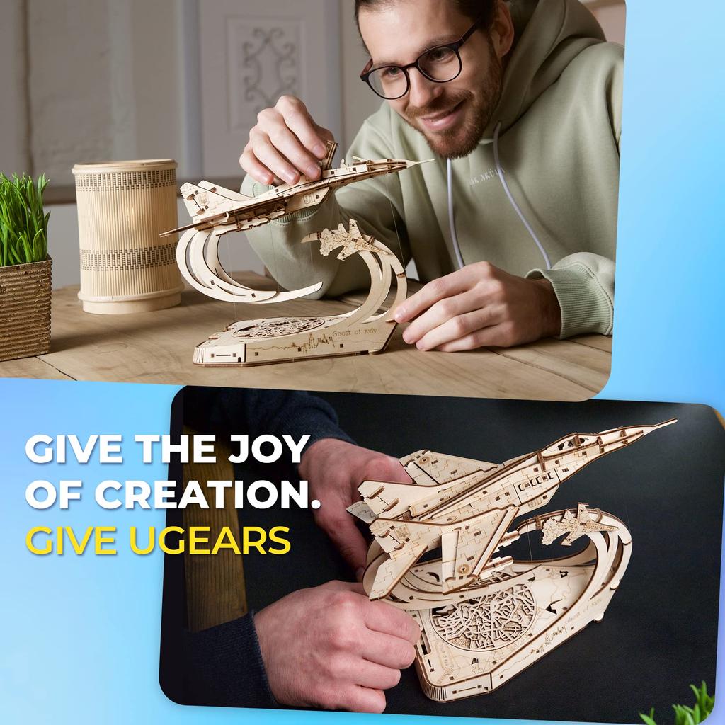 Ugears Ghost of Fighter 70191 Wooden Puzzle 3D Puzzle No Glue or Tools Required Craft