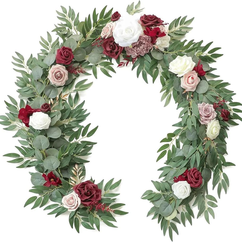 180CM Artificial Eucalyptus Willow Leaf Vine Wedding Wall Decoration Green Plant Dining Table Arrangement Eucalyptus Leaves