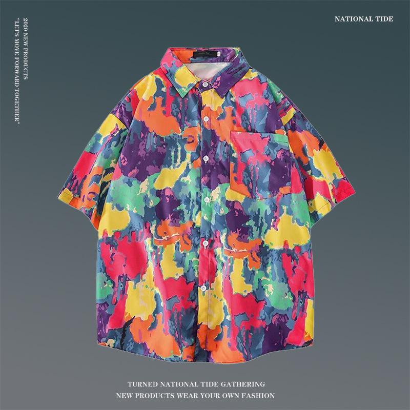Japanese Hong Kong-Style Floral Hawaiian Shirt - Unisex Summer Short-Sleeve Retro Beachwear