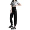Solid Color Mid-Rise Drawstring Comfortable Breathable Versatile Cuffed Knit Sports Pants Women Bottoms Black YKLT110-1