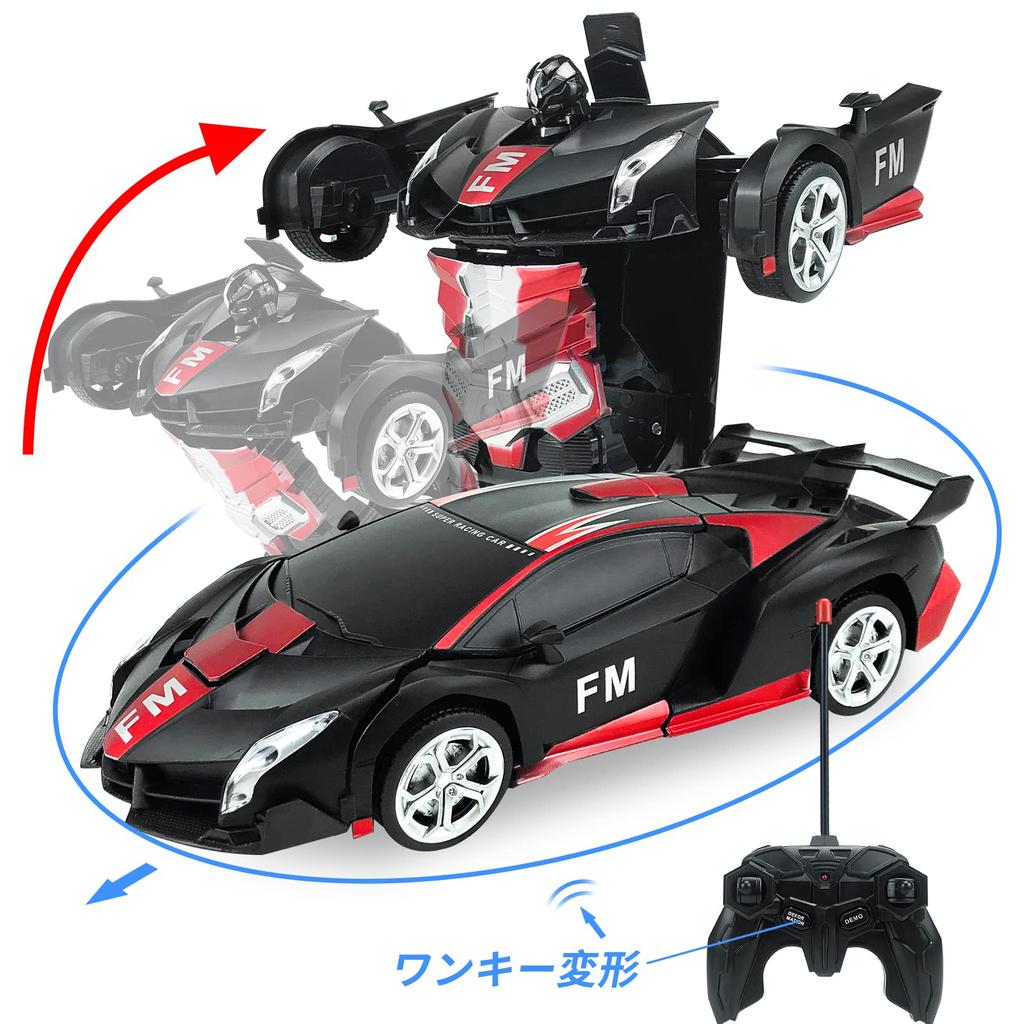 Tcvents RC Car Transformation Robot Car Toy Stunt Car Electric RC Car Equipped with LED 360 Degree Rotation RC Remote Control RC Car Model Car