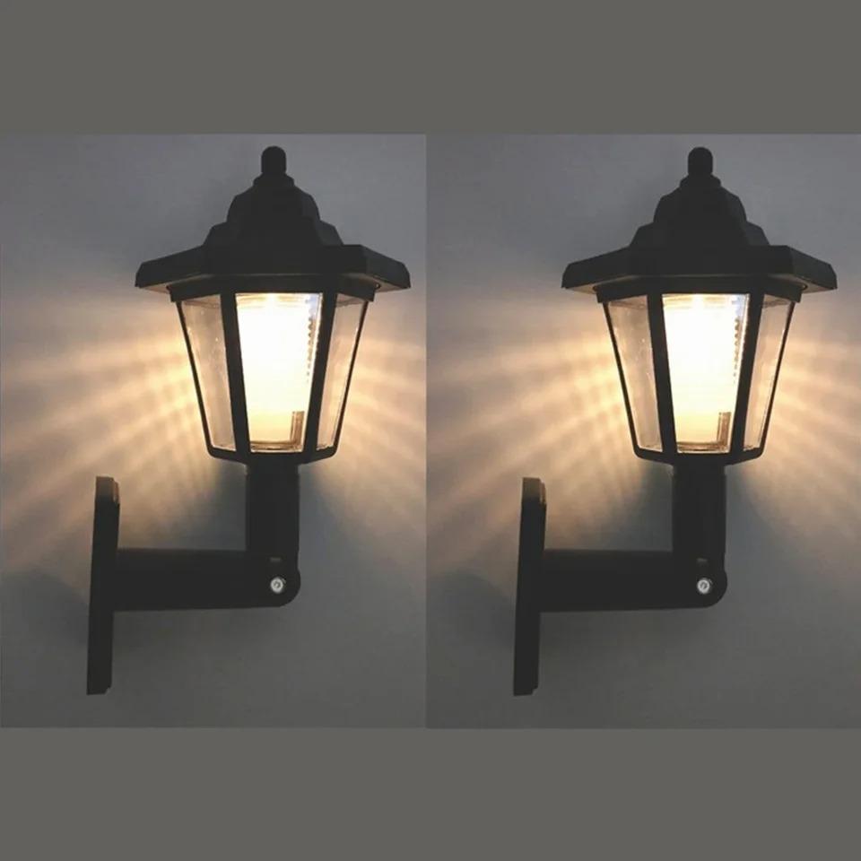 Outdoor Solar Lights Retro Lantern Hexagonal Solar Lights Outdoor LED Solar Sconce Wall Lamp Solar Spotlight Garden Decorations