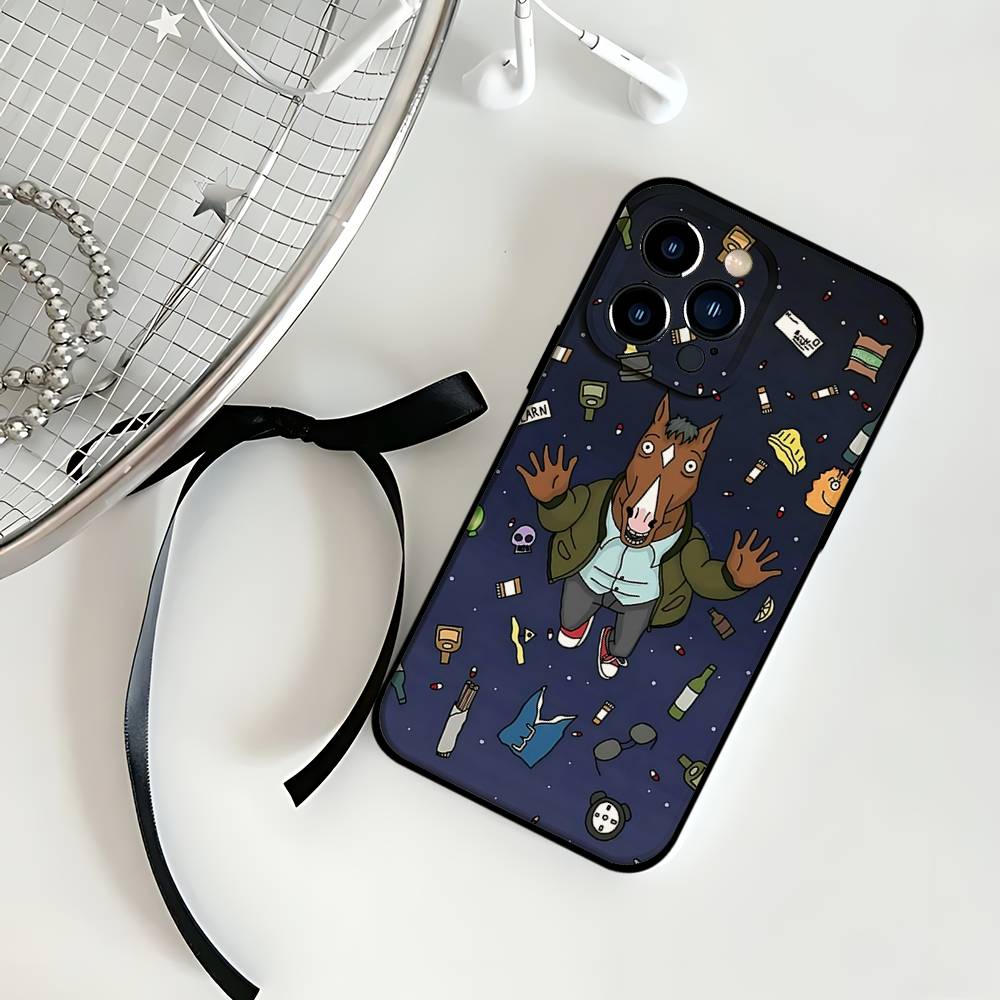Cartoon B-BoJacks Horsemans Phone Case Black That Fits For IPhone 17,16,15,11,13,14 Pro Max,Plus,X,Xr,Xs Max,13Mini