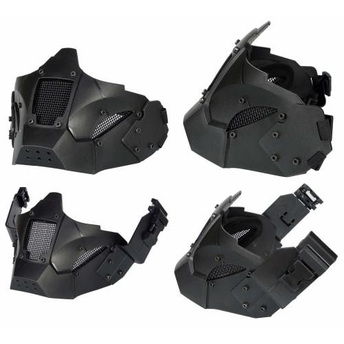 PHOENIX IKKI 2WAY FAST Helmet Compatible, Two-Band Anti-Fog, Breathable Mesh Face Guard, Tactical Gear, Airsoft Gear, Black