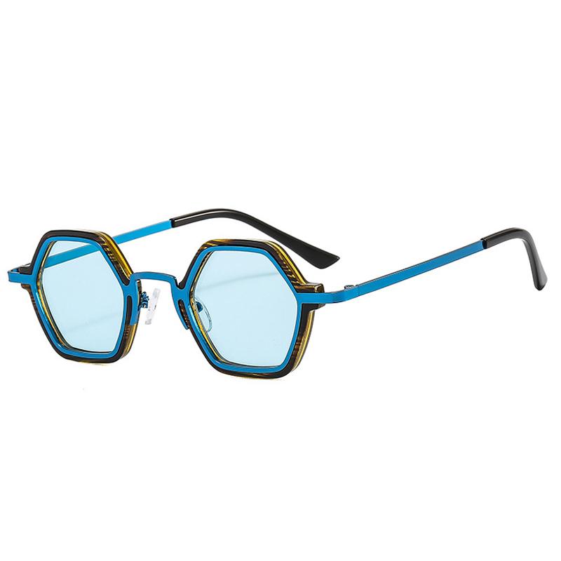 SHAUNA Retro Punk Men Polygon Square Sunglasses Fashion Clear Ocean Gradient Lens Eyewear Women Trending Sun Glasses UV400
