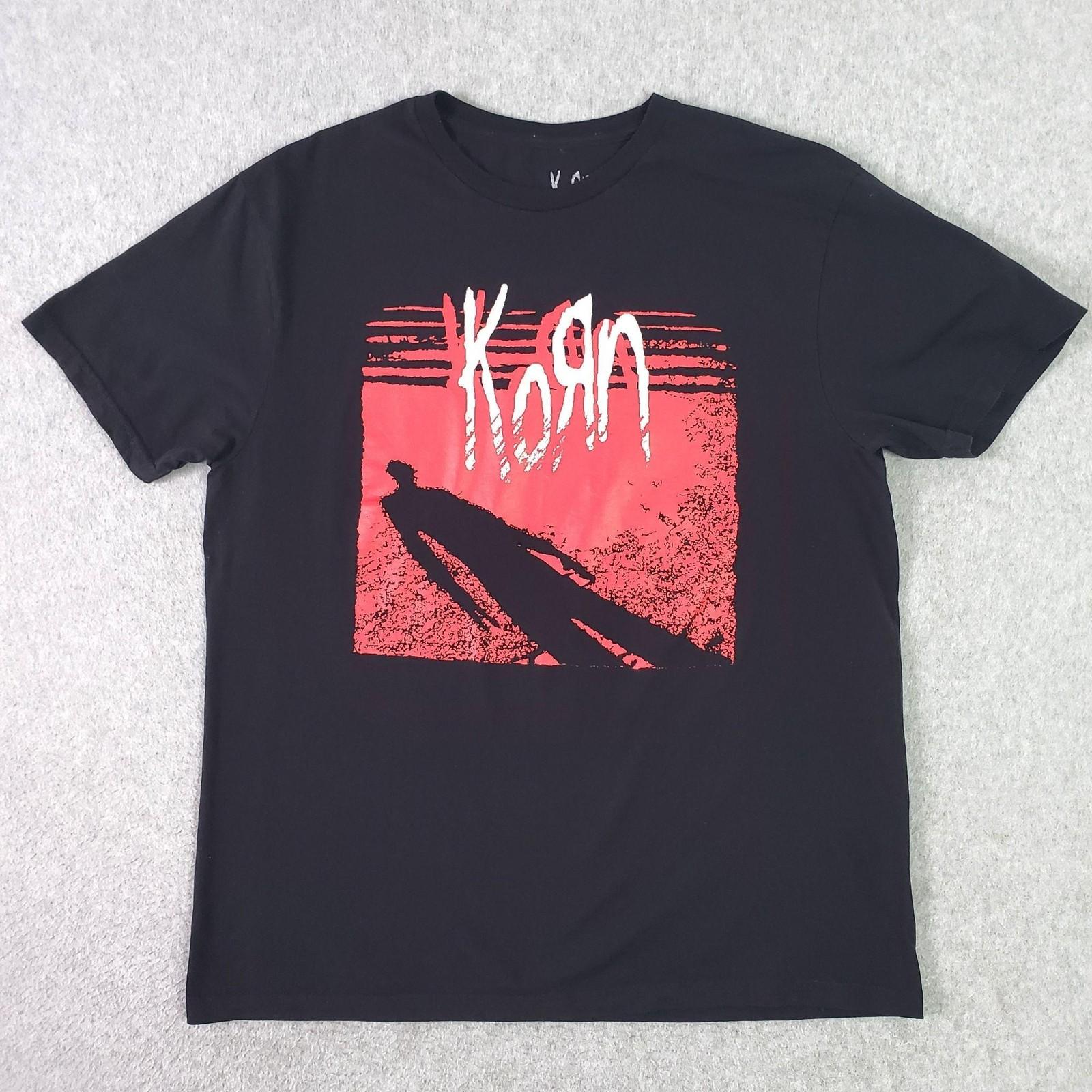 Korn Shirt Mens Large Black Red Shadow Logo Graphic Tee Rock Band Metal Music Unisex T-Shirt XXXXL