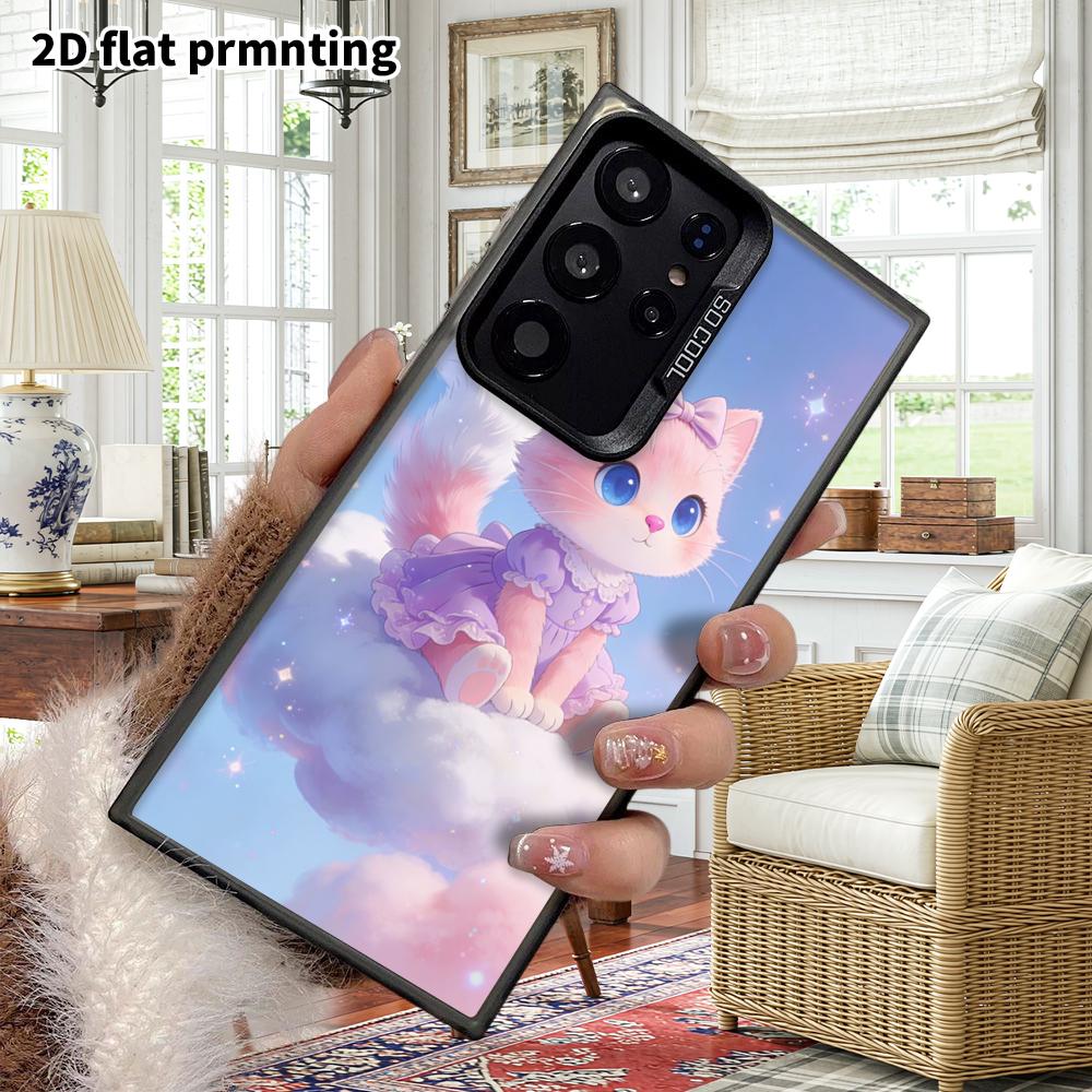 Phone Case: 2D Flat Samsung Galaxy A34 A35 M05 M06 S20 S22 S21 FE Plus 5G Protective Case, Couple Style, Cloud Pink Cat, Christmas and Halloween Gift