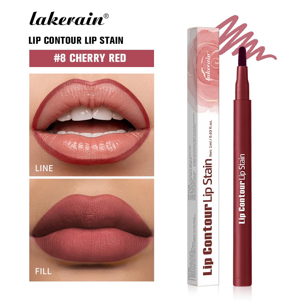 Lakerain Lip Contour Lip Stain - Long-Lasting Waterproof Matte Lip Liner & Stain, High Pigment Transfer-Proof Lip Tint Pen Makeup