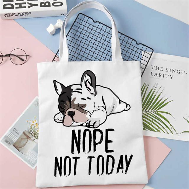 

Французский бульдог Frenchies Сумка для покупок с принтом Женская дорожная пляжная большая сумка Сумка для вторичной переработки женская сумка-шоппер Экологическая женская сумка на плечо 24*26cm