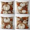 2D Flat Printing Autumn Pumpkins Leaves Berries Decorative Cushion Covers Polyester Pillowcase Sofa Decorative Cushion Cover
