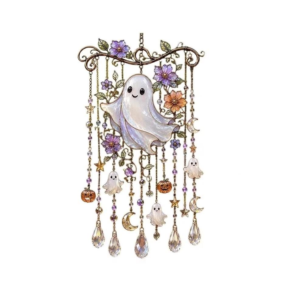 Carillon à vent fantôme suspendu Carillon à vent lumineux d'Halloween Ornement suspendu Intérieur Mur Porte