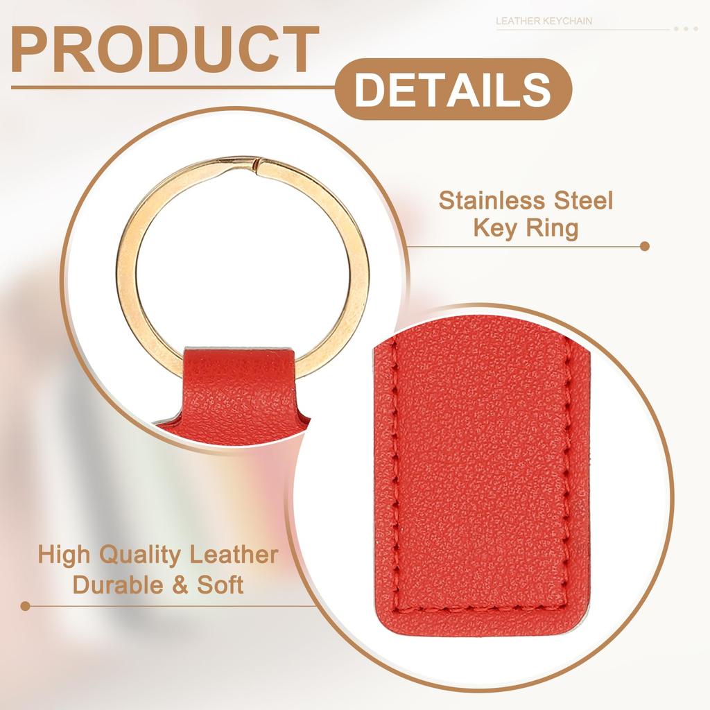 [PATIKIL] 16 Pieces Leather Keychain Key Ring Key Decoration Engraving