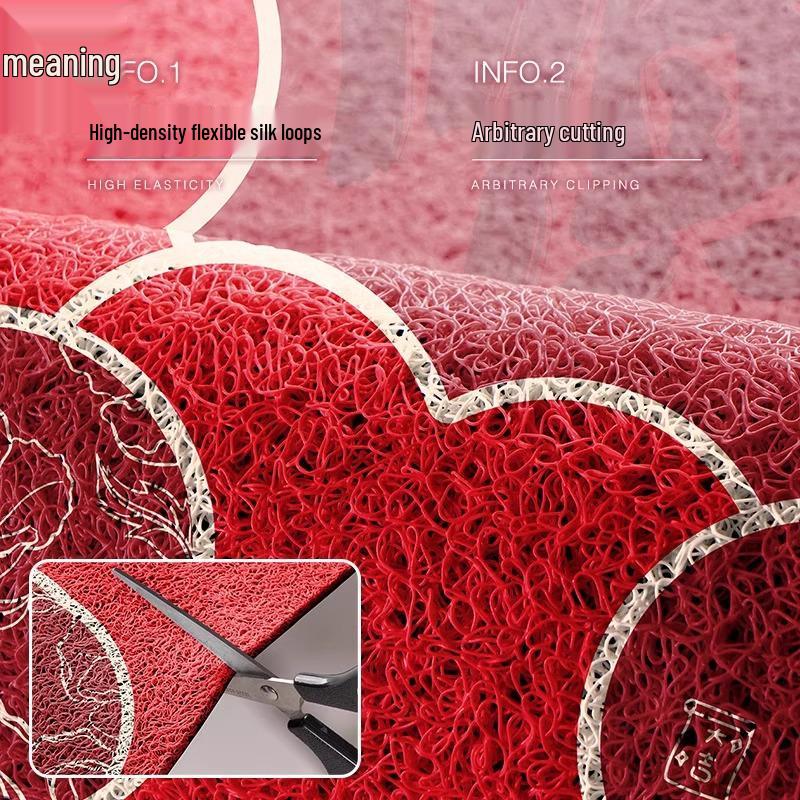 Red Coil Entrance Floor Mat - Cuttable, Dirt-Resistant Carpet for Hallways and Celebrations