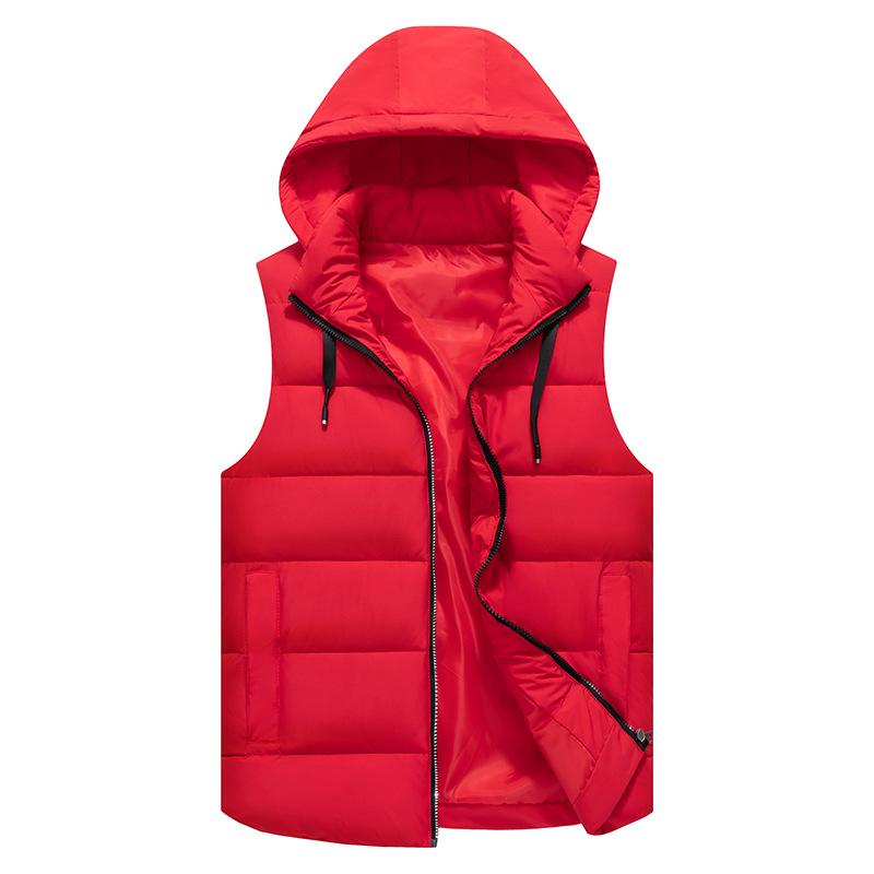 New Group Clothing Hooded Vest for Men and Women In Autumn and Winter with Fertilizer To Increase Thickening Sleeveless Cotton Vest Coat.
