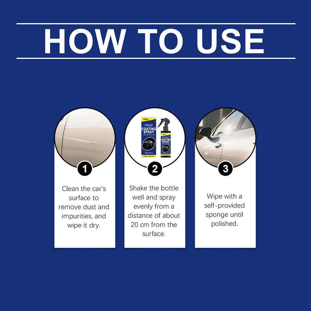Homonth Car Care Coating Spray Brightens the Body Maintenance Paint Surface, Convenient Refurbishment Care Agent 100ml