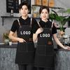 Waterproof Canvas Waist Apron with Logo Printing for Cafes and Restaurants
