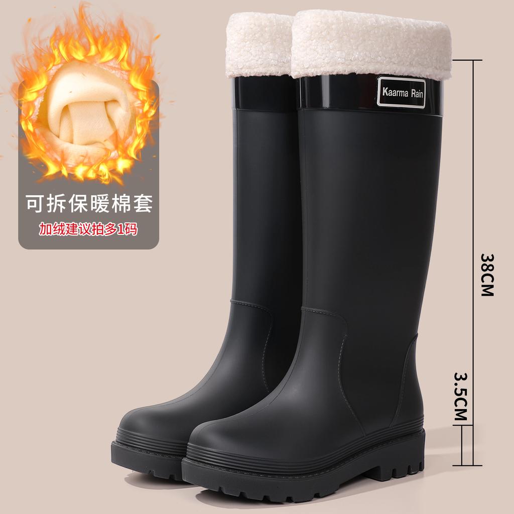 Quality bundle rain shoes women's adult fashion outer wear velvet high rain boots non-slip and anti-skid shoes