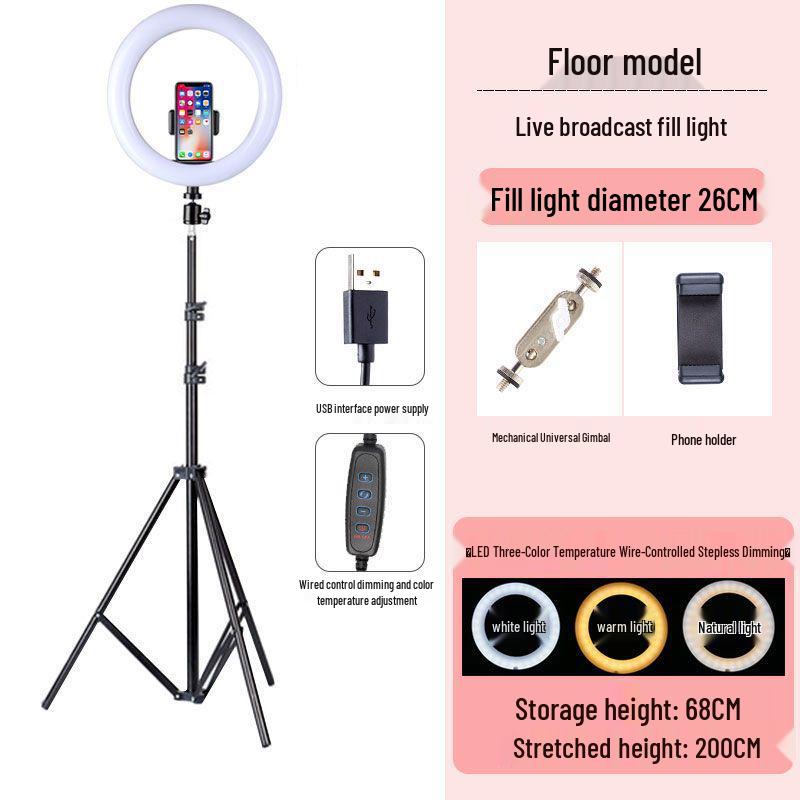 Portable Beauty Light & Phone Stand for Live Streaming and Photography