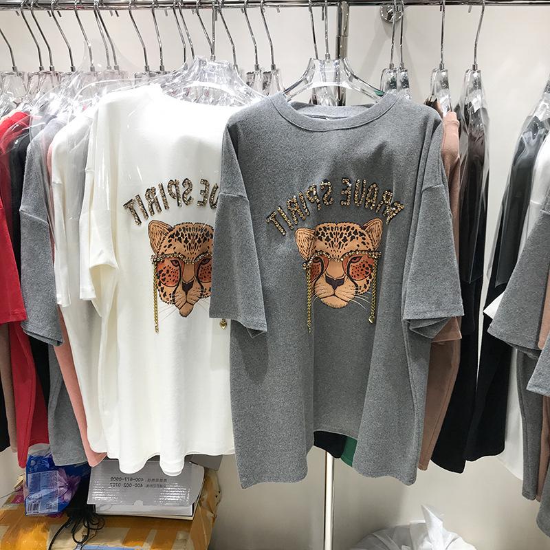 Women's Loose Fit Tiger Head Print Cotton T-Shirt, Spring/Summer 2022 Trend