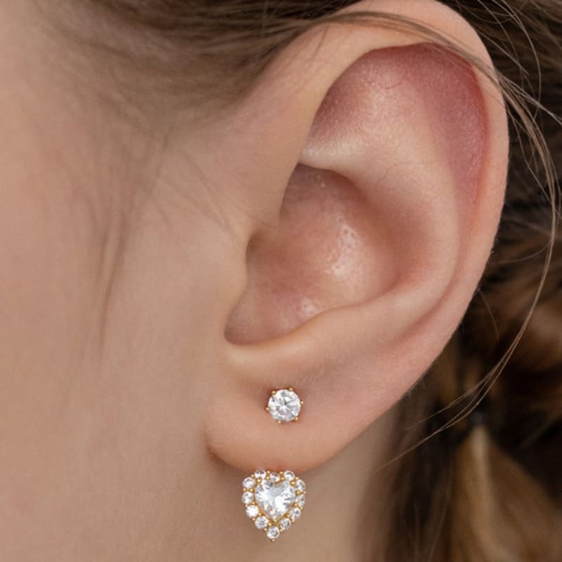 Tatiana (925 Silver) Dewey Heart Ear Jacket Earrings EC3171