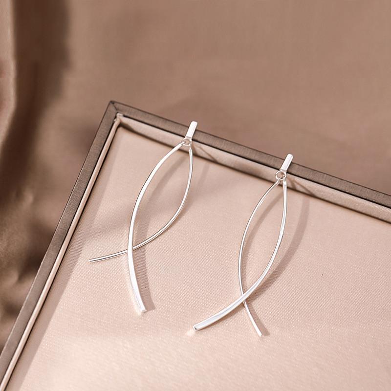 Crossed Chic Line Earrings Japanese Influence Sweet And Charming Individual