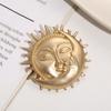 Women Brooch Flower Shape Rhinestone Retro Baroque Style Anti-slip Wear-resistant Suit Coat Collar Hat Scarf Decoration