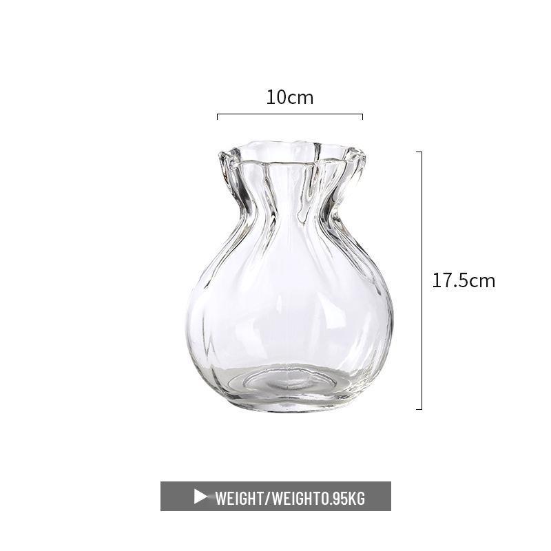Nordic Cone-Shaped Transparent Glass Vase for Lucky Bamboo and Flowers