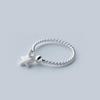 Genuine Silver Color Minimalist Geometric Pendant Star Round Opening Ring For Women Cute Party Fine Jewelry Gift