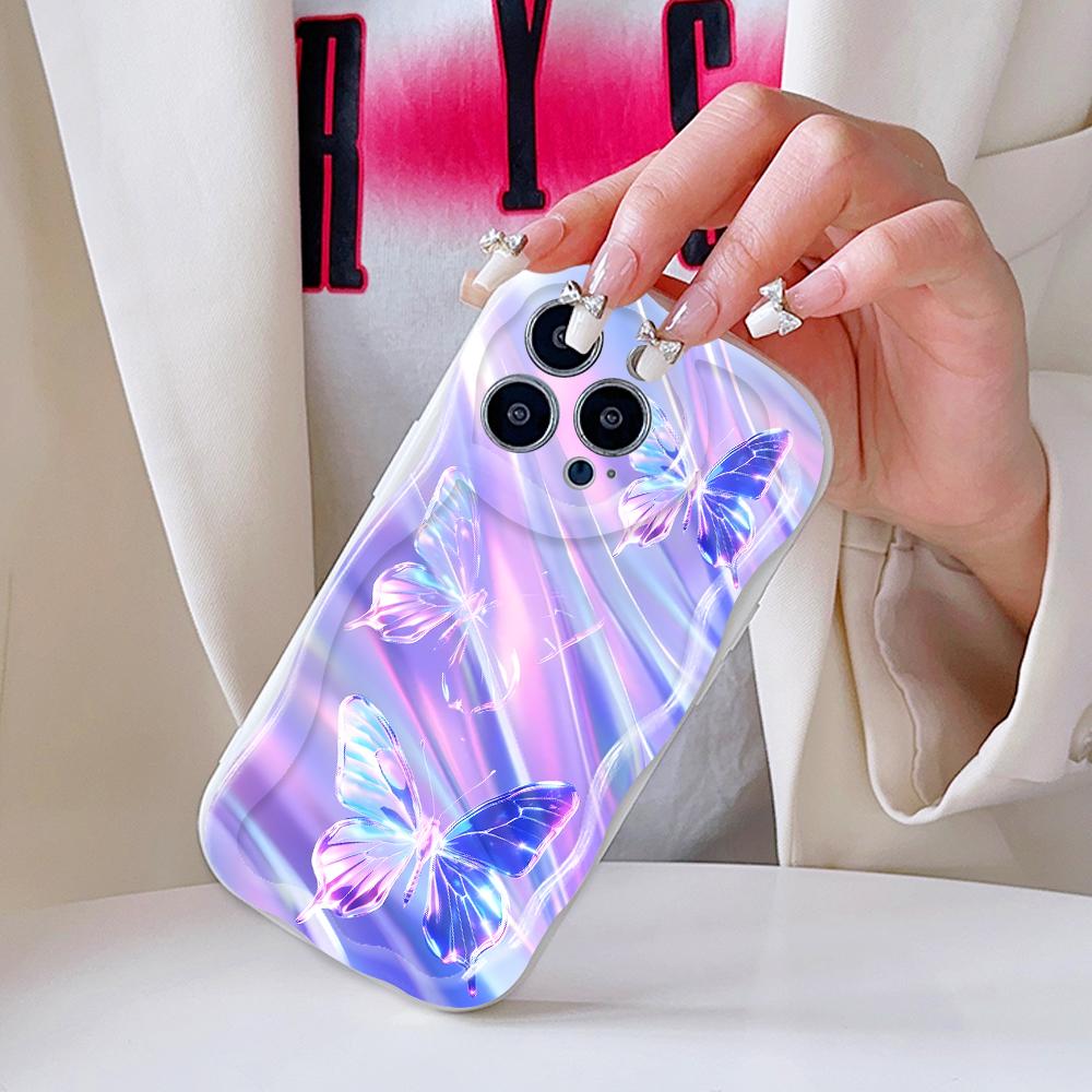 Cartoon Pattern Cream Texture Casing Wavy Edge Soft Silicone Cover Phone Case for IPhone Samsung Huawei Honor Xiaomi Redmi Infinix Tecno
