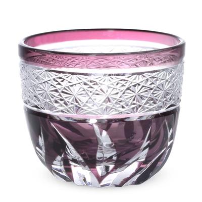Retro Cut Glass Cup Sake Cup Diameter 60 X Height 50mm 70cc Obi Shibori Pink Current Model J-kitchens (Ochoko)
