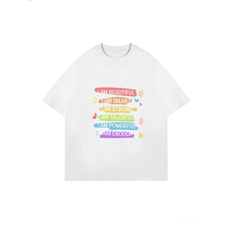 T Shirt With I Am Beautiful I Am Smart I Am Strong I Am Talented I Am Powerful I Am Enough Print For Women Casual Wear Daily Outfit Summer Top