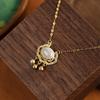 S925 Sterling Silver with Diamonds, Chalcedony White Safety Lock Necklace, Simple Classic Elements, National Style Design Collarbone Chain