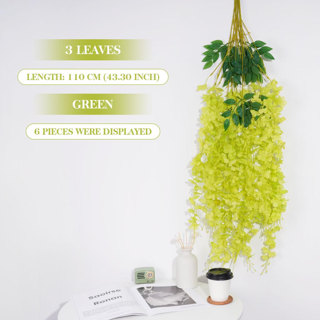 3Forks/ Branch Long Wisteria Artificial Flowers with Green Leaves for Wedding Room Decor Garland Decor Flores Artificiales Wazon