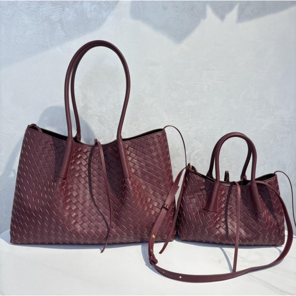 20256 New leather women's bags, handwoven bags, totes, mother and child bags, vegetable baskets, portable shoulder bags, cross-border batches