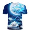 Summer New 3D Digital Printed Men's Trendy and Versatile Chinese Style Personalized Casual Round Neck Short Sleeved T-shirt