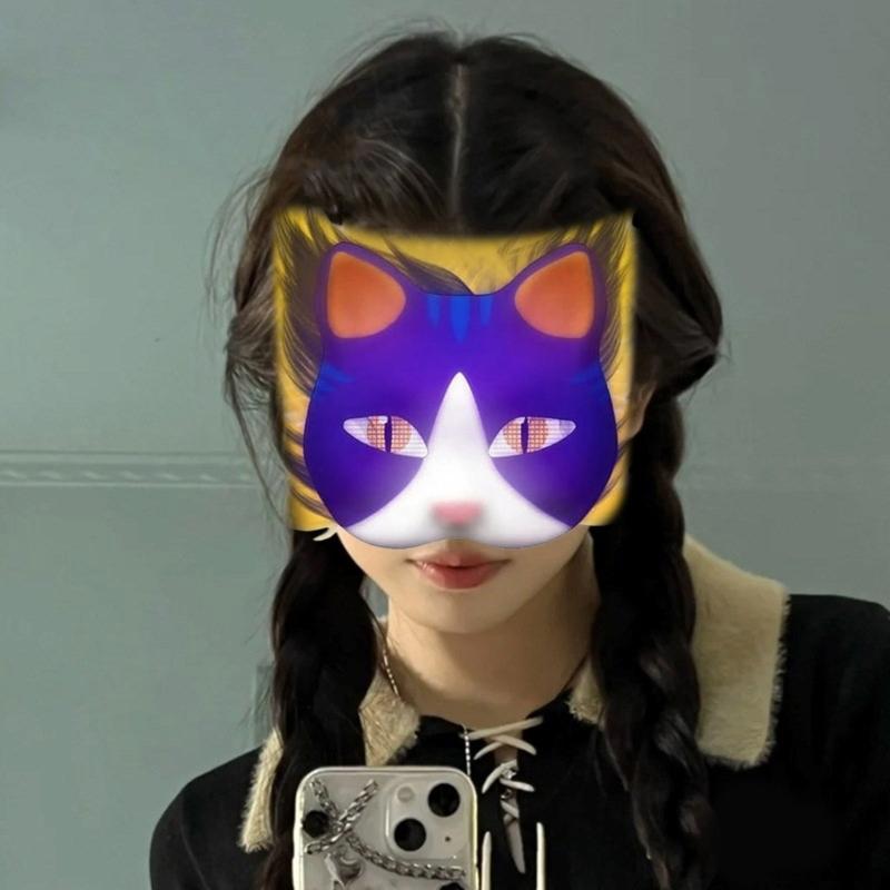 Therians Mask Set Furs,Eye Mesh,Felts Sheet DIY Foxes Cats Mask To Paint Furry Animal Mask Gear for Halloween Cosplay