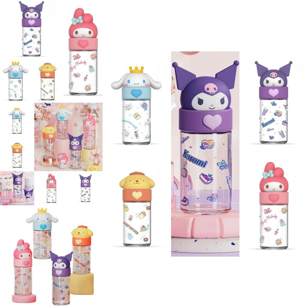 Cute Sanrio Kuromi Cinnamoroll Glass Water Bottle High Quality Cartoon Themed Cup